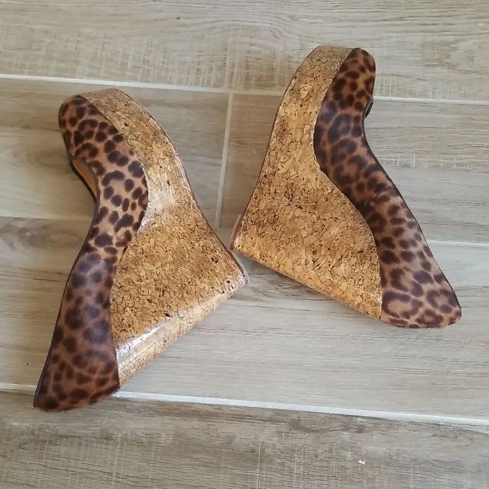 Christian Louboutin Coroclic Leopard Print Cork Wedges